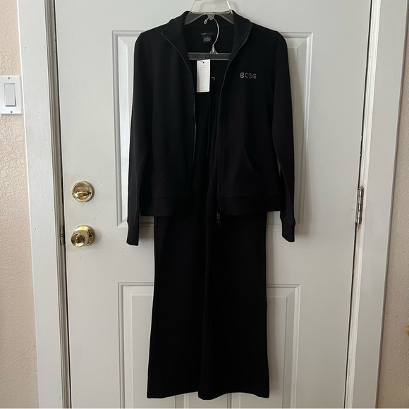 NWT BCBGMAXAZRIA Black Rhinestone Logo Track Suit - Picture 1 of 8